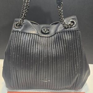 Coach Black Leather Tote Bag